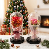 Boules en verre LED avec fleurs rouges pour la décoration de mariage et la décoration de la maison