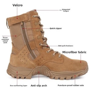 Neue ultraleichte braune taktische Stiefel Abriebfeste seitliche Reißverschluss-Mesh-EVA-Außen sohle-Winter-taktische Wüsten stiefel für den Außenbereich - Product Image 3