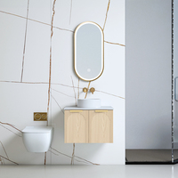 Meuble de salle de bain mural moderne en contreplaqué laqué avec vasque - Écologique, résistant à l'eau, facile à nettoyer