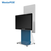 WestarPOS CRS001, Último Diseño, Kiosco POS con Pantalla Grande de 24 Pulgadas, Impresora Integrada, Escáner, NFC, Color Blanco y Azul