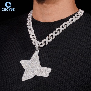 Custom Star Design Iced Out Fully Moissanite <b>Pendant</b> <b>Solid</b> 925 Sterling Silver <b>Gold</b> Plated VVS Moissanite Charms Hip Hop Jewelry - Product Image 3