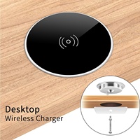 Chargeur sans fil intégré en alliage d'aluminium pour les meubles et le bureau Chargeur rapide sans fil 15W pour les appareils compatibles Qi