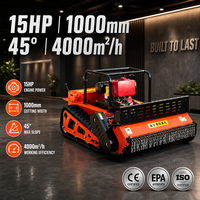 Tondeuse de pente télécommandée orange 15 CV, largeur de coupe 1000 mm, 45 degrés, 4000 m²/h, débroussailleuse sur chenilles, équipement lourd, vente en gros