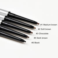 Crayon à sourcils double embout 2-en-1 avec brosse, 5 couleurs, fini lisse et waterproof, marque privée