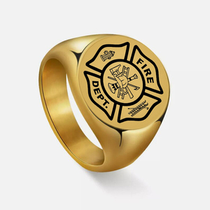แหวนสแตนเลสสตีล ลายกากบาทมอลทีส สำหรับนักดับเพลิง  พร้อมสลักเลเซอร์  ใช้เป็นเครื่องรางนำโชค - Product Image 4
