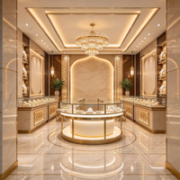 Vitrine et comptoir de présentation de bijoux avec éclairage LED élégant, ensemble complet de meubles et de design d'intérieur pour les bijouteries