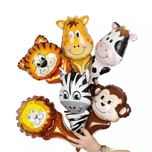 Globo de cabeza de Animal de dibujos animados para niños, palo de mano de Tigre, León, mono, decoración de fiesta - Product Image 2