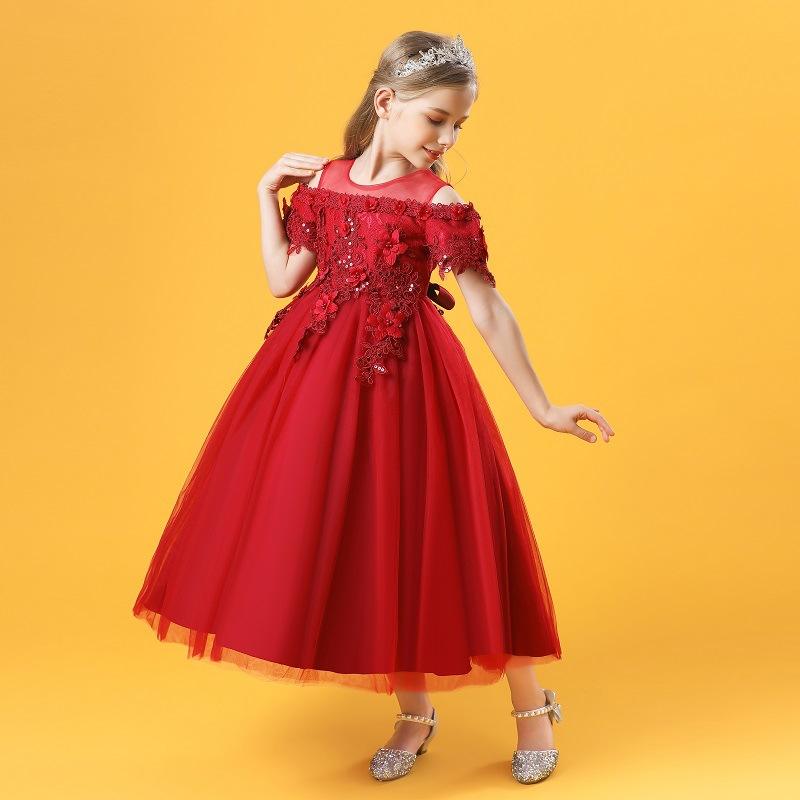 Vestito di pizzo per ragazze vestiti da principessa festa - Main Image