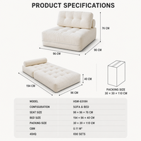 Modernes Weißes Einzelsofa Einzelnes Faulbett-Sofa Klappbares Komprimiertes Schlafsofa für Wohnzimmer