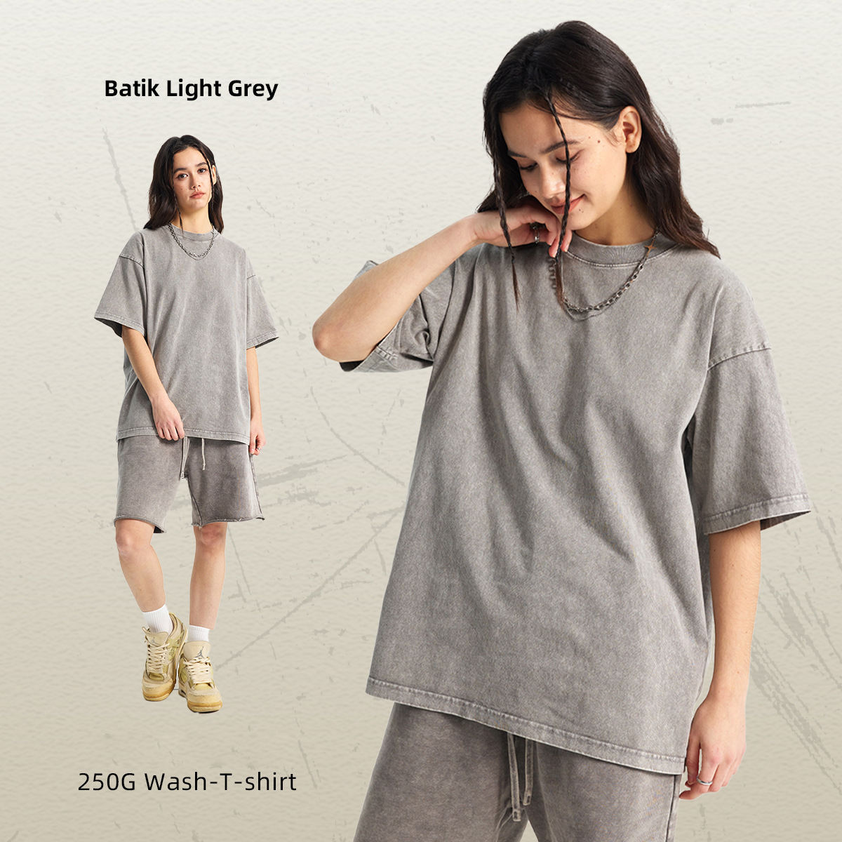 ผ้าบาติกสีเทาอ่อน