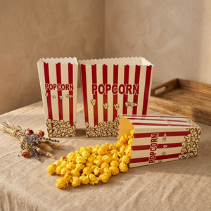 Caja para Palomitas, Cubeta para Palomitas, Contenedor Desechable de Papel para Palomitas, Artículos para Fiestas de Noche de Cine, Contenedor de Palomitas a Rayas, Venta al por Mayor - Product Image 1