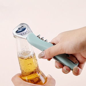 Abridor de Botellas 4 <span class=keywords><strong>en</strong></span> 1 al por Mayor con Sacacorchos de Acero Inoxidable y Plástico, Abridor de Vino y Cerveza, Regalo con Logotipo Personalizado - Product Image 4