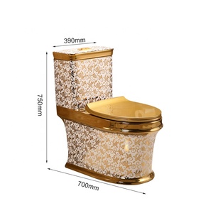 Phòng tắm đẹp màu đen và vàng một mảnh sang trọng bề mặt gốm sứ vệ sinh nhà vệ sinh <span class=keywords><strong>commode</strong></span> - Product Image 2