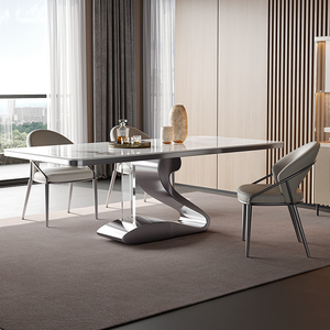 Hiện đại tối giản bằng đá cẩm thạch hình chữ nhật bàn ăn nhẹ sang trọng cao cấp Nhà hoặc khách sạn sử dụng đồ nội thất phòng ăn thanh lịch - Product Image 2