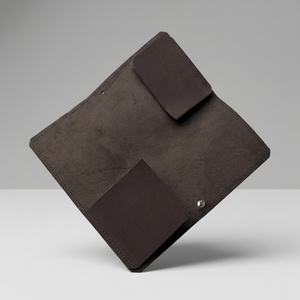 Handmade Fashion Minimalist <b>Trifold</b> Full Grain Genuine Leather Men's 7 Inch Thread Mini <b>Wallet</b> Short Nylon Lining Portable - Product Image 3