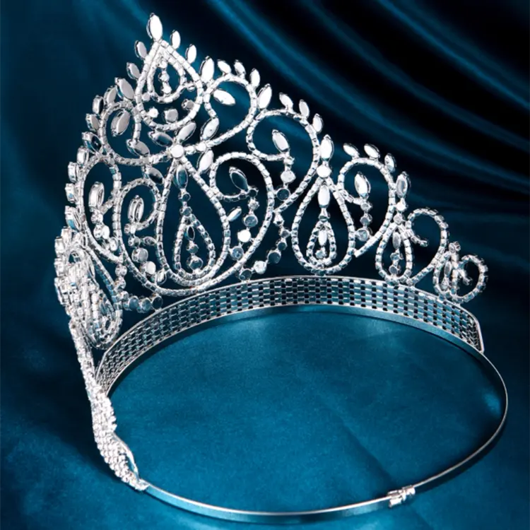QS accessori per capelli fatti a mano sposa all'ingrosso enorme foglia Vintage grande strass corona romantica diadema