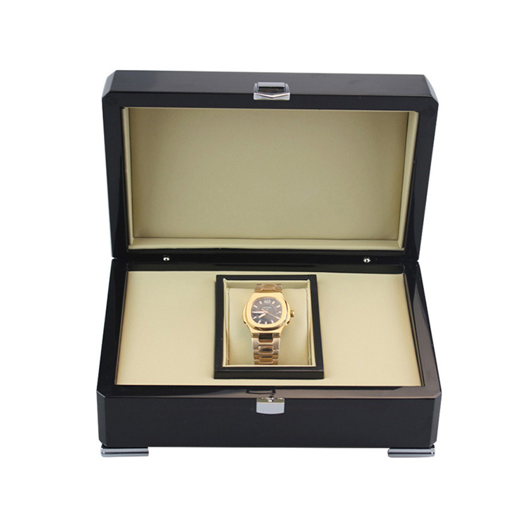 Wholesale New Design Luxury Custom Black Fashion Single Slot High Glossy Wood Jewelry Wooden Watch Box