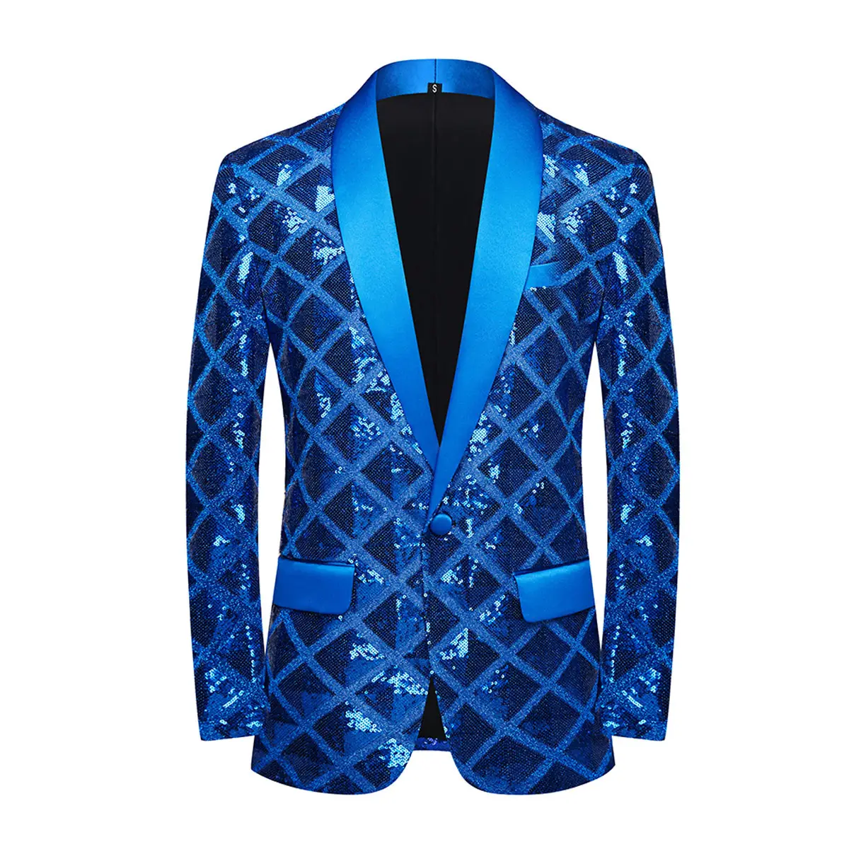 XS-3XL giacca da ballo casual con paillettes quadrate tridimensionali da uomo boutique fashion Blazer