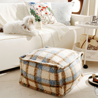 Pouf de sol douillet et moelleux à carreaux - Repose-pieds en tissu jacquard avec pompons pour tatami et coussins décoratifs sur Houliday