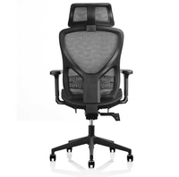 Chaise de bureau ergonomique à dossier haut, siège inclinable en maille, réglable en profondeur, avec appui-tête et accoudoir 3D