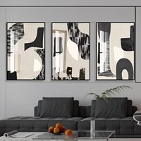 Pintura Decorativa Moderna de Lujo para el Hogar, Arte Abstracto Minimalista en Blanco y Negro, Pintura de Porcelana de Cristal para Pared