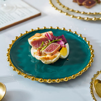 Wit En Groen Goud Velg Diner Serveren Gerechten Set Keramische Fruit Platen Bruiloft Keramische Plaat