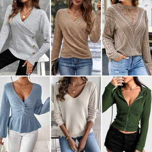 Wholesale Cheap High-quality Winter Used <b>Long</b> Sleeved Round Neck Pullover Knitted Sweater for Women Polyester/Cotton - Product Image 5