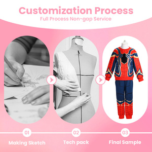 Traje <span class=keywords><strong>de</strong></span> Spider-Man para Niños Pequeños con Ribete Dorado, Nuevo Conjunto <span class=keywords><strong>de</strong></span> Disfraz con Estampado Rojo-Azul para Celebraciones y Festivales - Product Image 2