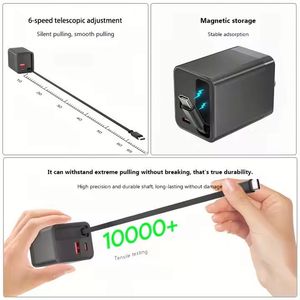 65W GaN USB C Charger Block with Retractable Type C Cable Dual Port Travel Fast Charging Adapter PD 3.0 Function for Laptop - Product Image 6
