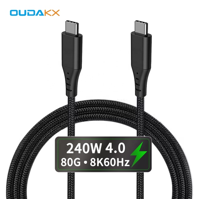 Durable USB4 2.0 Cable 80Gbps Nylon Braided 240W 8K High-Speed PD USB C to USB C Type Coaxial Cable for Internet Monitor HD TV