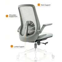 Chaise de bureau ergonomique à dossier mi-haut en maille pour ordinateurs, avec support lombaire et accoudoirs rotatifs, idéale pour les études et les bureaux