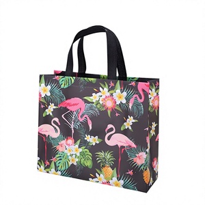 Sac fourre-tout réutilisable et écologique en non-tissé laminé avec poignées en ruban, personnalisé avec logo de marque sérigraphié, idéal pour un usage quotidien - Product Image 6