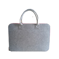 Porte-documents pour ordinateur portable en feutre gris personnalisé, 15 pouces, durable, moderne, simple et élégant, avec poignées