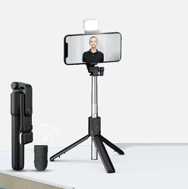 Mini Flexible Extendable Rotating Phone Stand Monopod Selfie Stick Live Video Camera Phone Holder Remote Plastic Built-In