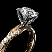 Bague de fiançailles solitaire en diamant de laboratoire taille ronde 0,5-3 carats, sertie pavé torsadé sur mesure, en or massif 10K/14K/18K, certifiée IGI CVD/HPHT VVS