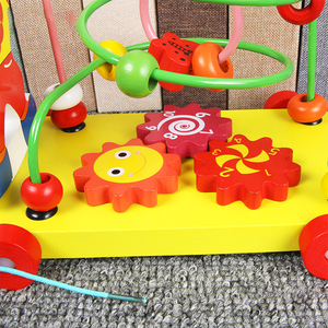 Promotion en gros animal coloré en bois de <span class=keywords><strong>labyrinthe</strong></span> de perles jouets pour enfants <span class=keywords><strong>Le</strong></span> nouveau design dessin animé clown Remorqu - Product Image 5