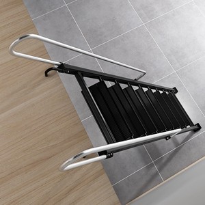 6-12 Step Aluminum Alloy Folding Attic <strong>Ladder</strong> Thickened Construction Long Handrail <strong>Hook</strong> 150kg Load Capacity for Indoor/Outdoor - Product Image 3
