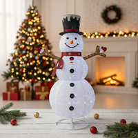 Bonhomme de neige de Noël pré-éclairé, LED, étanche IP44, 3D, télescopique, pliable, en fer, décoration de jardin extérieur