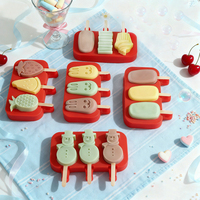 Moules en silicone écologiques à formes de dessins animés multiples, moules de haute qualité pour sucettes glacées et glaces pour les tout-petits, fabrication maison de produits congelés