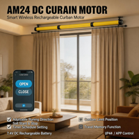 Moteur tubulaire moderne pour stores, rechargeable solaire 7.4V DC, avec limiteur électronique intégré 0.6/0.8N.m, contrôle APP/RF, sans câblage