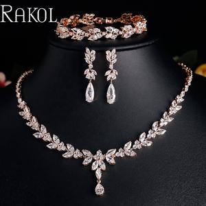 Rakol SP3386คุณภาพสูงต่างหูสร้อยคอแหวนสร้อยข้อมือลูกบาศก์ Zirconia ชุดเครื่องประดับงานแต่งงาน - Product Image 3