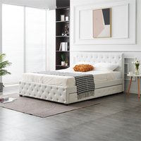 Haut de gamme moderne minimaliste atmosphère diamant grille en bois cuir double pleine reine roi taille cadre de lit lit gigogne pour chambre