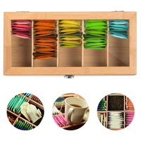 Boîte à thé en bois personnalisée, laquée, 8 compartiments, boîte de rangement pour thé en bois