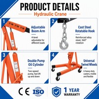 Grue hydraulique pliable de 2 tonnes, palan de levage portable, grue d'atelier mobile pour camion