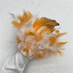Wholesale SHC Brand Detachable Ostrich <strong>Feather</strong> Slap Bracelet Sleeves Red Wrist <strong>Cuffs</strong> for Women Dyed Pattern 10-15cm - Product Image 1