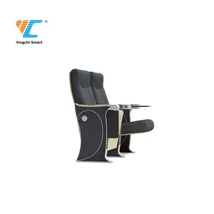 Alüminyum alaşım standı ile kontrplak katlanır oditoryum koltuk okul sandalyesi mobilya konferans salonu sandalye oditoryum tiyatro sandalyesi