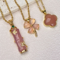 Bijoux fins de mode en gros, ensemble de bijoux trèfle, pendentif papillon pour femmes, pierre de jade rose Bouddha, prix de gros, pendentifs en jade