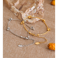 Bracelet élégant minimaliste en acier inoxydable doré lisse JINYOU 4780, chaîne à perles, bijoux hypoallergéniques de haute qualité