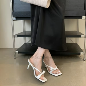 Sandalias de tacón alto elegantes y delgadas con lazo, estilo hada, para mujer, para uso exterior en verano - Product Image 3
