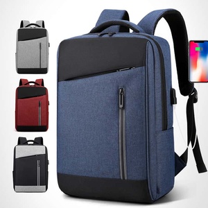 Minimalist Oxford Backpack Blue Panelled Design Zipper Closure Unisex Daily Use Water Resistant Soft Handle Portable - Product Image 5